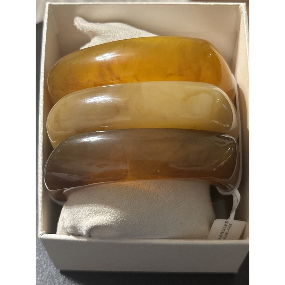 Piper K Set Of 3 Marbelized Bangles Earthtone Fall Stackable Bracelets